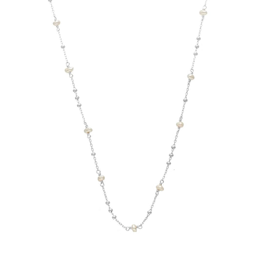 Dotty Necklace Pearl + Silver