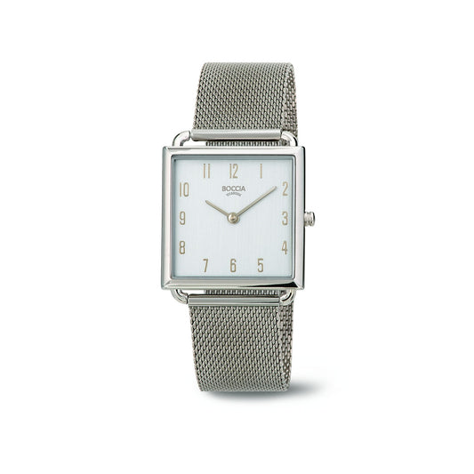 3305-04 - Ladies Titanium Square Dial Mesh Watch