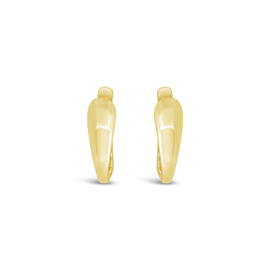 9k Yellow Gold Solid Tapered Hoop Earrings