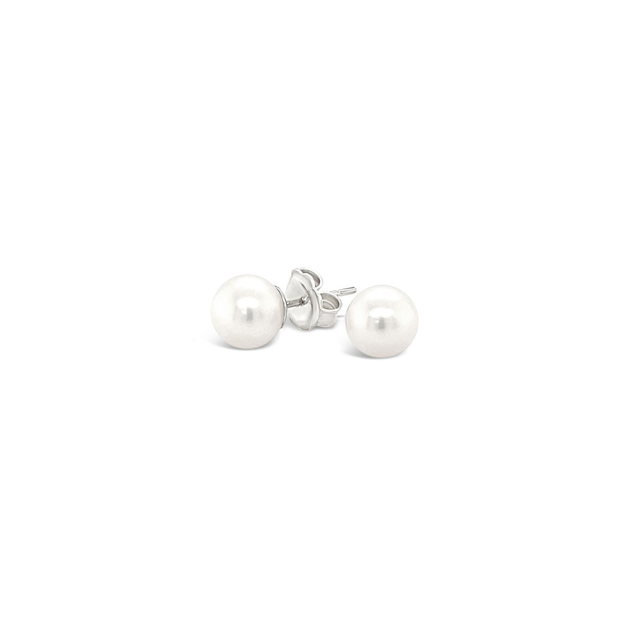 Sterling Silver 6-6.5mm Round Fresh Water Pearl Stud Earrings