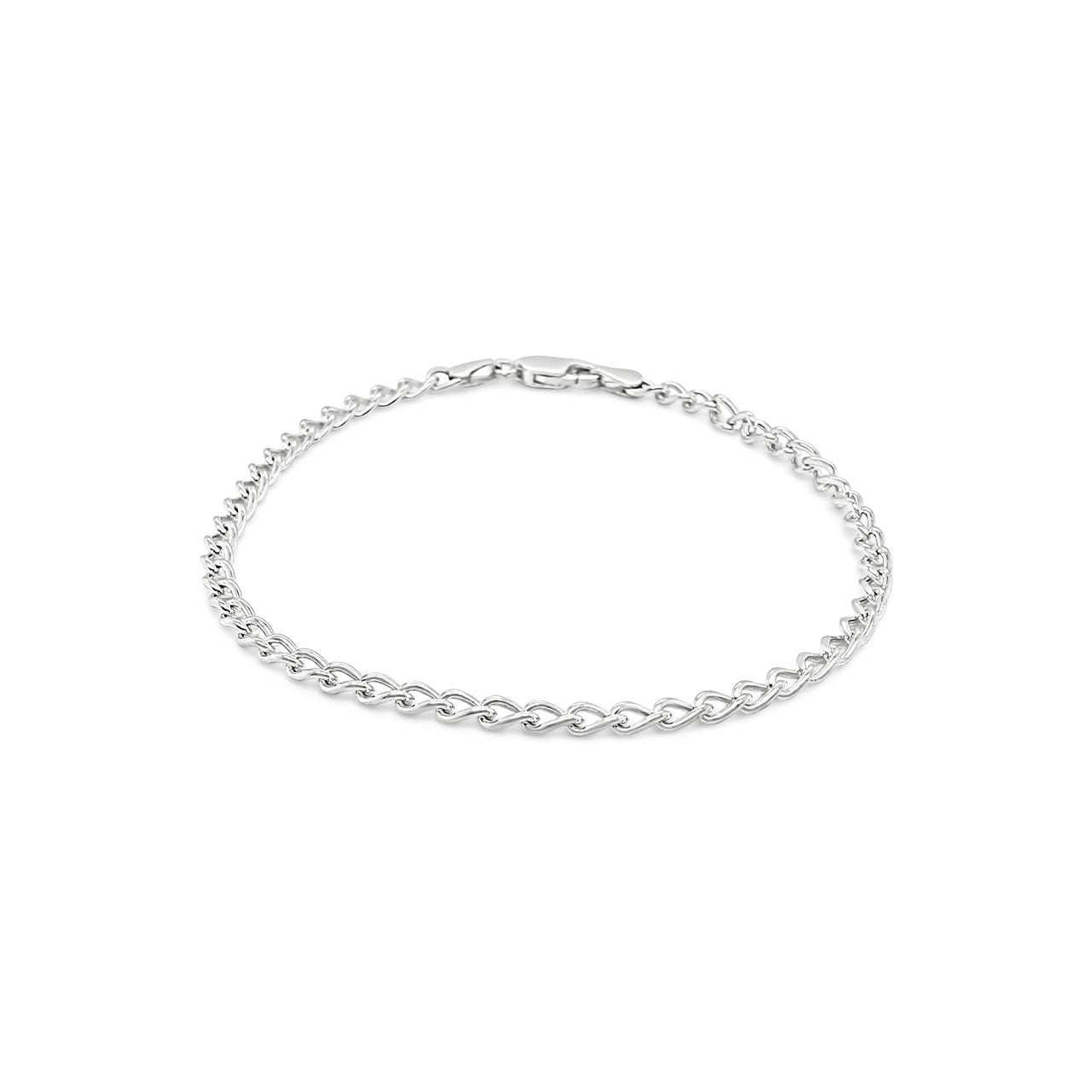 19cm Sterling Silver Long Curb Chain Bracelet