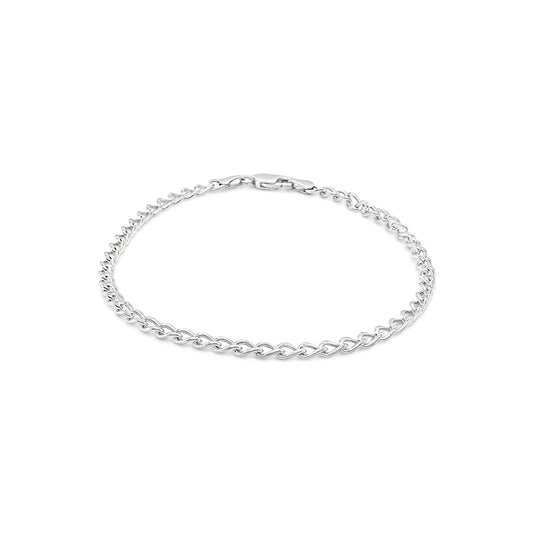 19cm Sterling Silver Long Curb Chain Bracelet