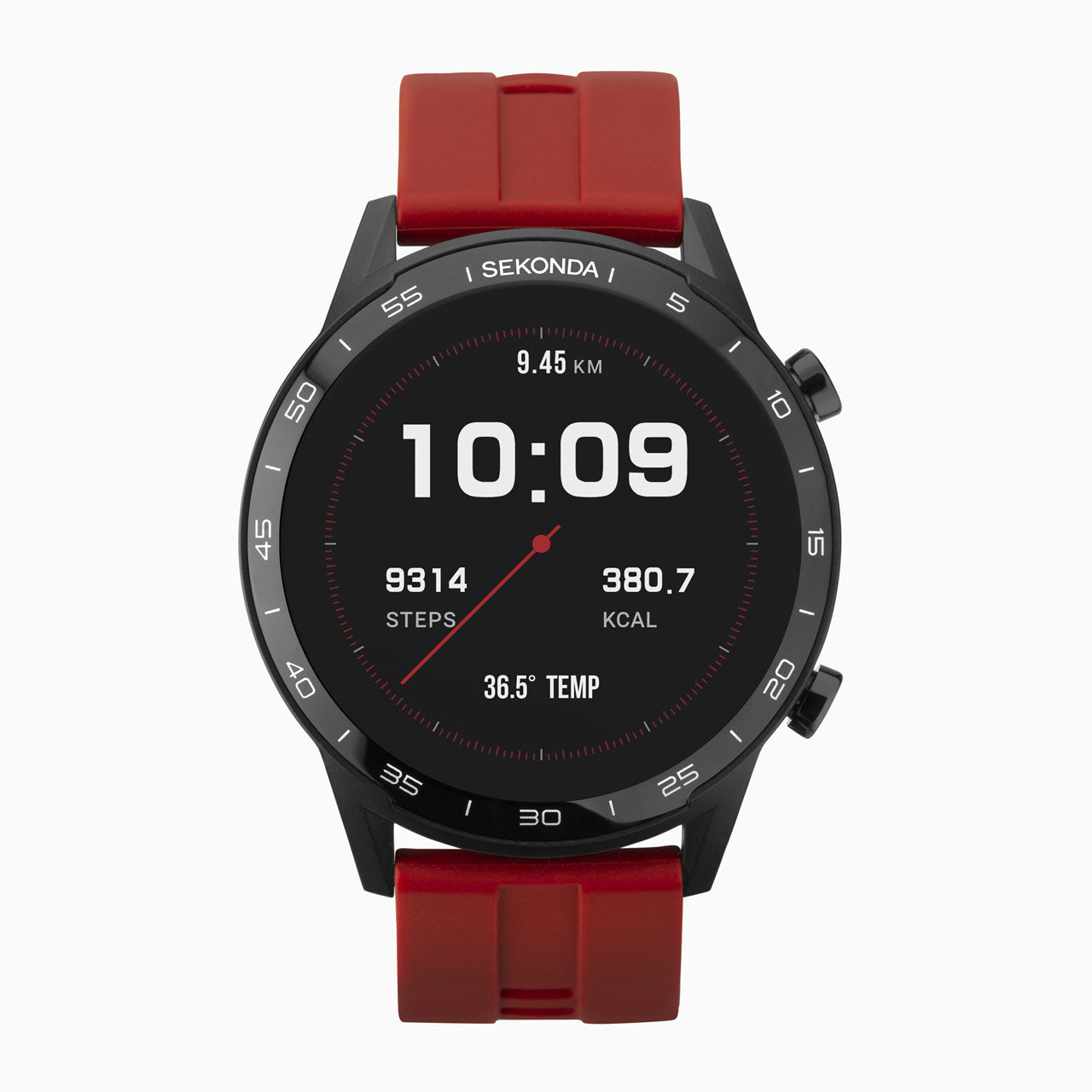 Sekonda Active Smartwatch | Black Case & Red Silicone Strap | 1910