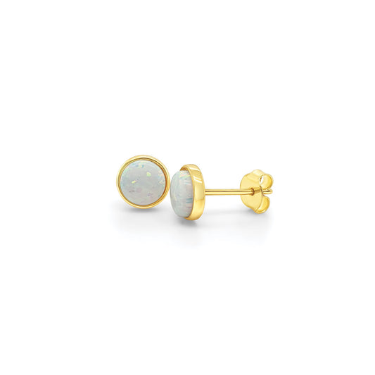 9k Yellow Gold Opal Stud Earrings