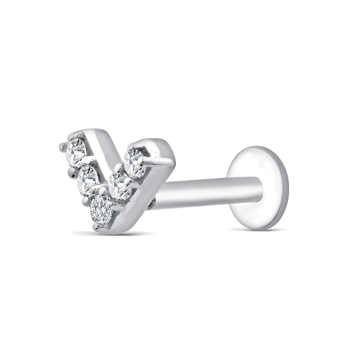 9k White Gold 0.03ct V Shaped Lab Grown Diamond Single Flat Back Earring