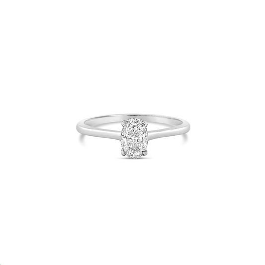9k White Gold 0.50ct Oval Diamond Solitaire Engagement Ring