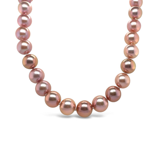 9-10.5mm Natural Pink Nucleated Fresh Water Pearl Strand Necklace