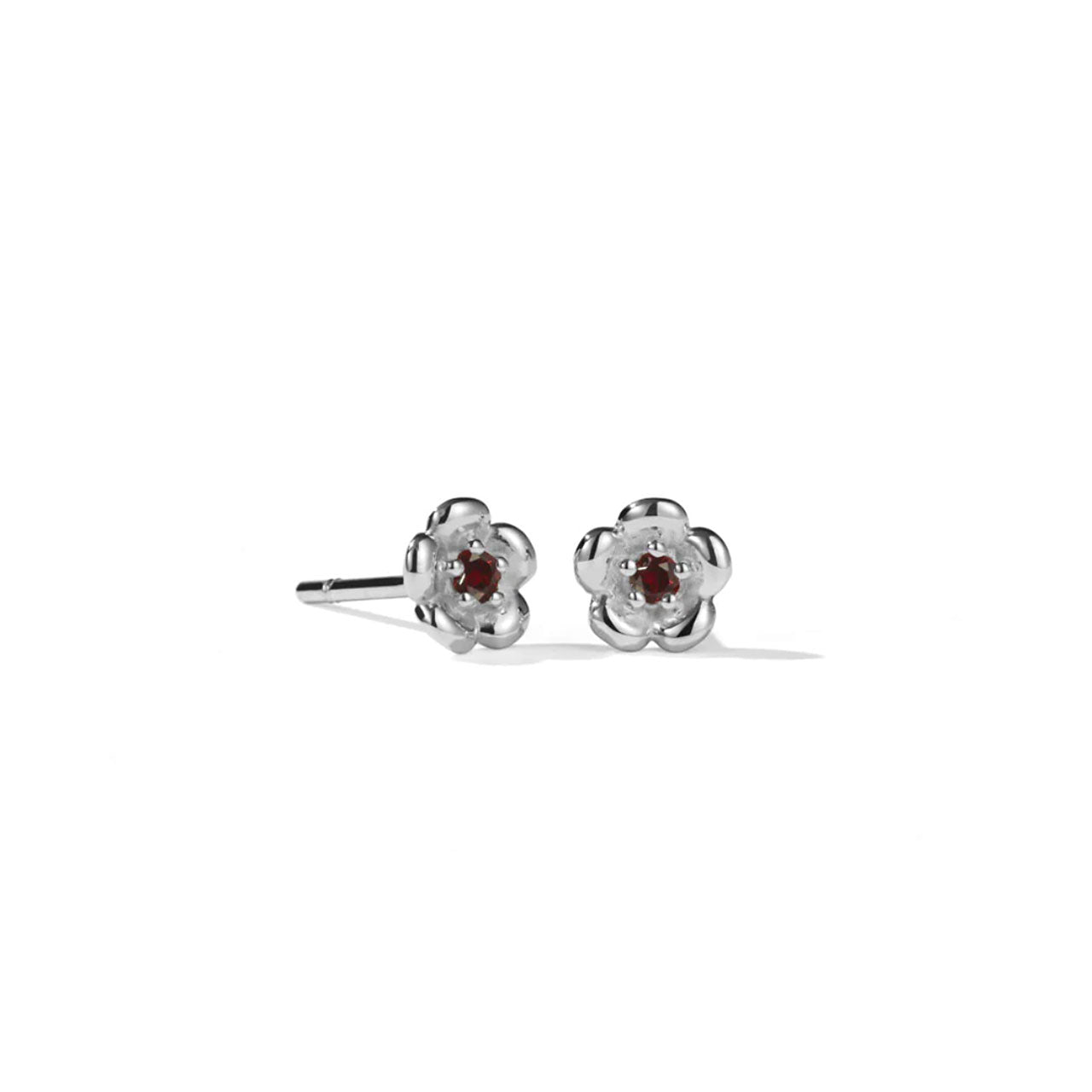 Sterling Silver Posie Stud Earrings - African Garnet