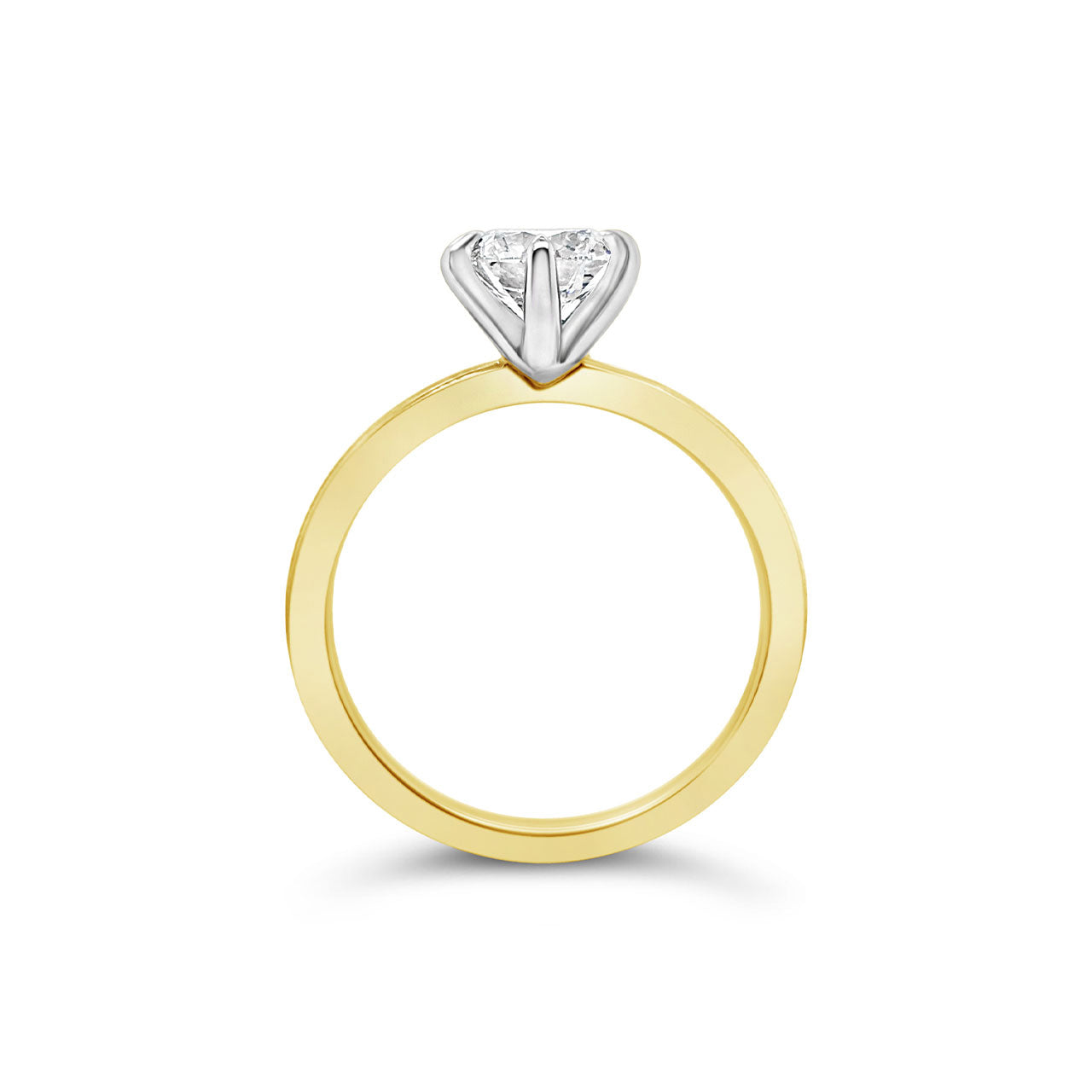 9k Yellow & White Gold Lab Grown 1.00ct Diamond 6 Claw Solitaire Ring