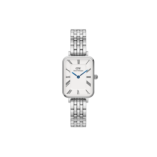 Quadro Roman Numerals 5-Link Silver Watch