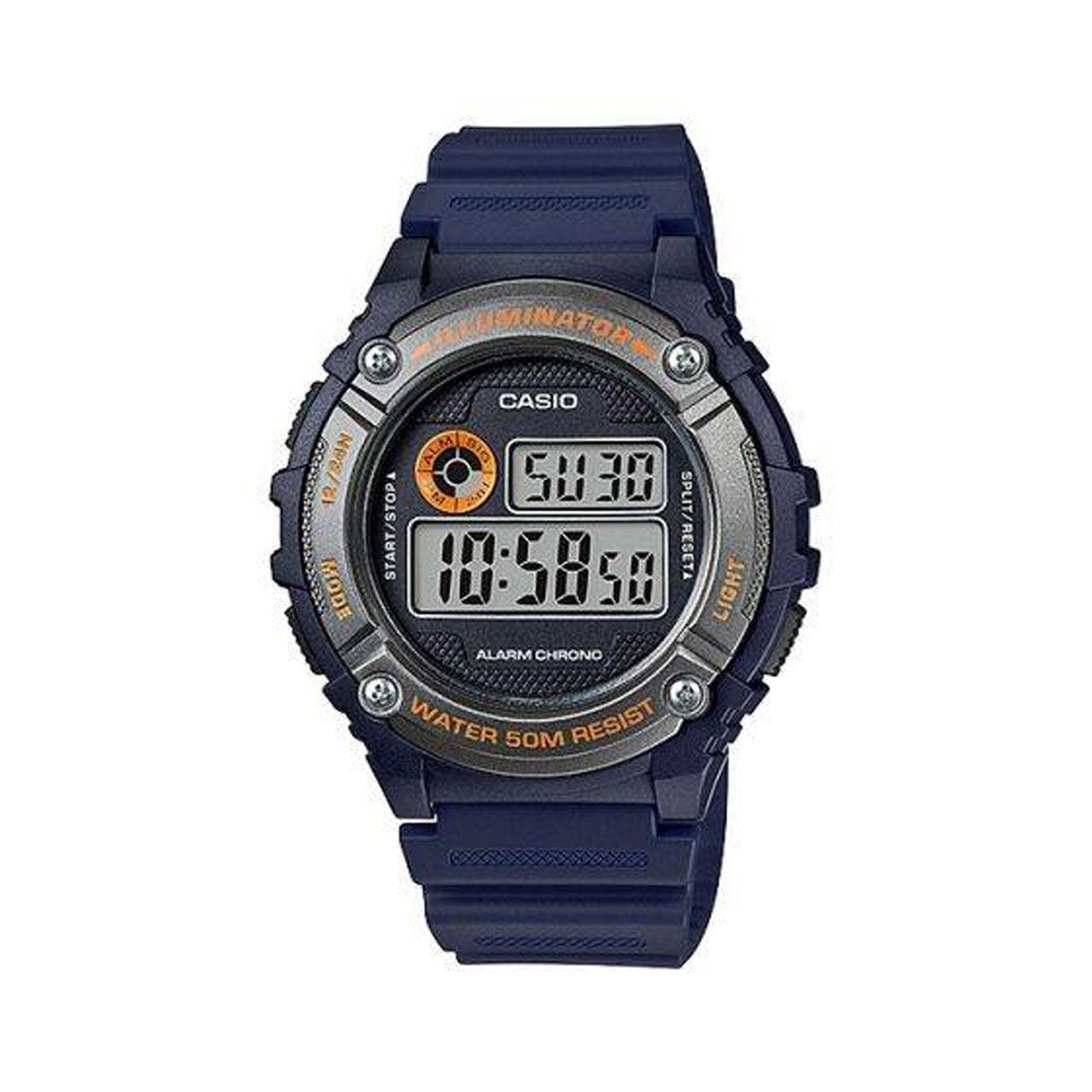 Casio Mens Blue & Silver Digital Watch - W216H-2B