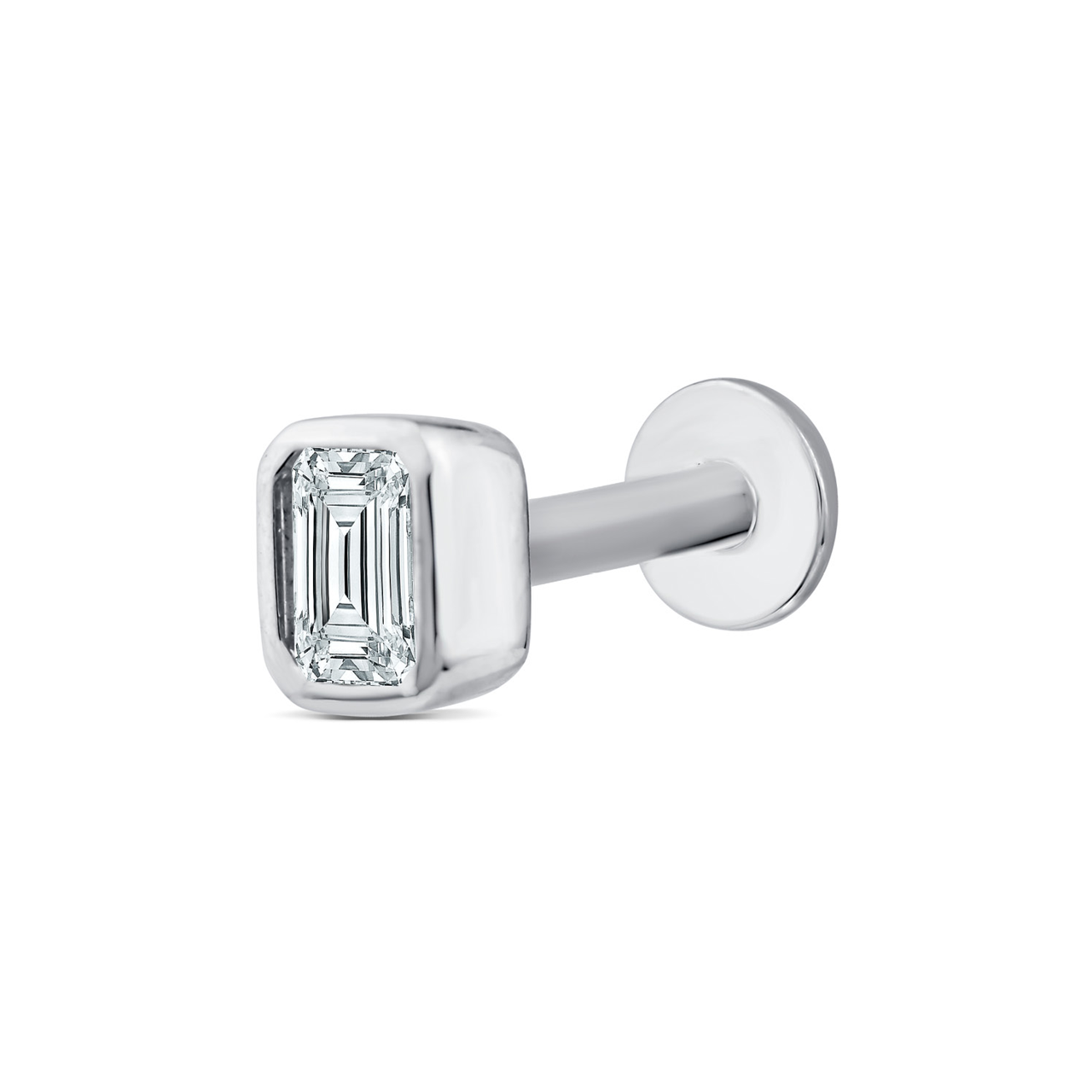 9k White Gold 0.10ct Lab Grown Bezel Set Diamond Single Flat Back Earring