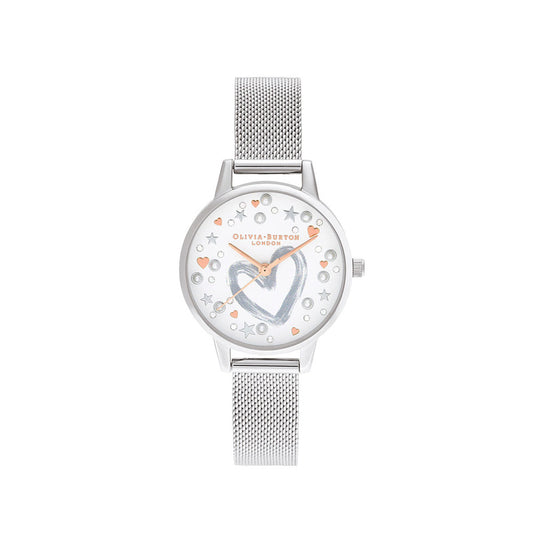 You Have My Heart Rose Gold & Silver Mesh Watch