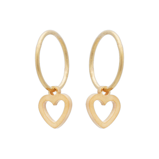 Sterling Silver Gold Plated Sleeper & Open Heart