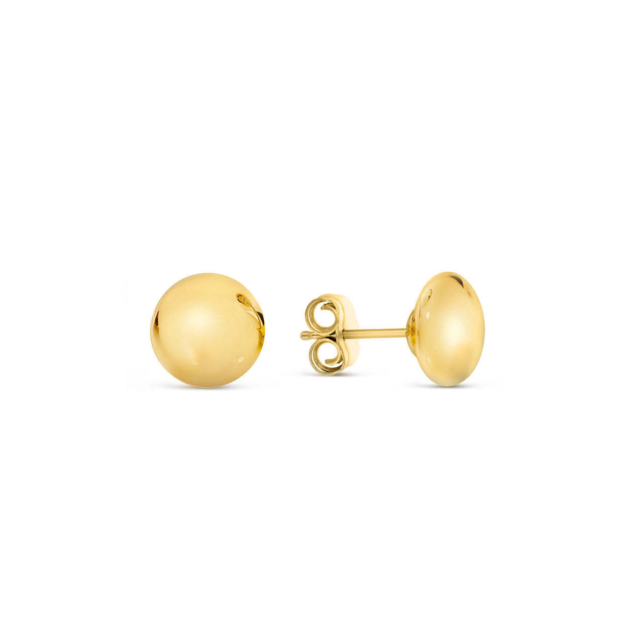 9k Yellow Gold 8mm Flat Ball Stud Earrings