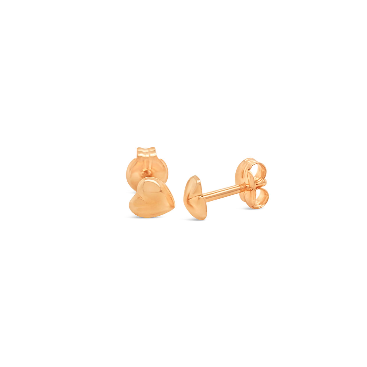 9k Rose Gold Polished Heart Studs