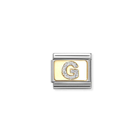 Composable Classic Link 030291/07 Silver Letter G In 18K Gold & Glitter Enamel