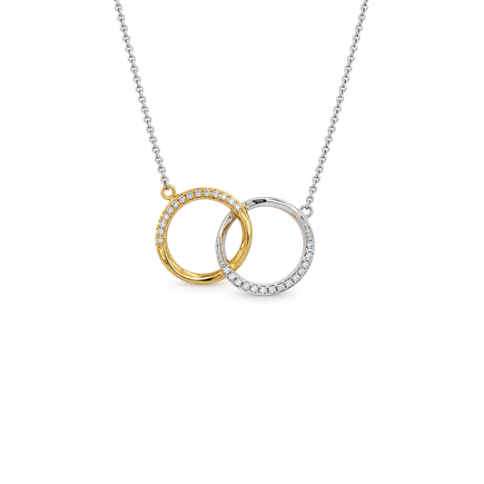 9k Yellow & White Gold Double Circle Diamond Pendant