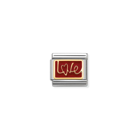 Composable Classic Link 030284/11 Love In Italics 18k Gold And Enamel
