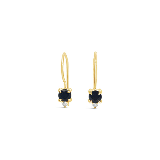 9k Yellow Gold Sapphire & Diamond French Hook Earrings