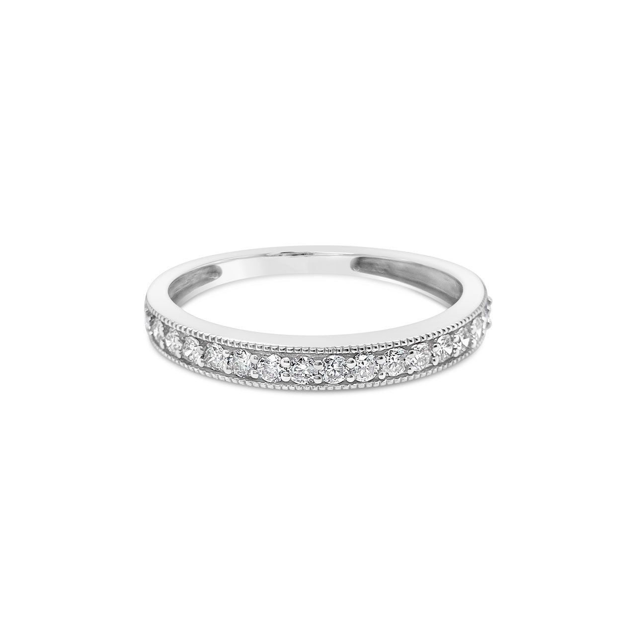 9k White Gold Diamond Anniversary Ring Bead set Ring