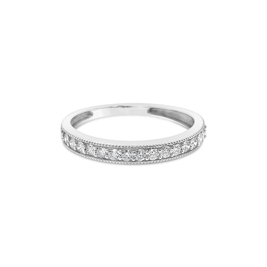 9k White Gold Diamond Anniversary Ring Bead set Ring