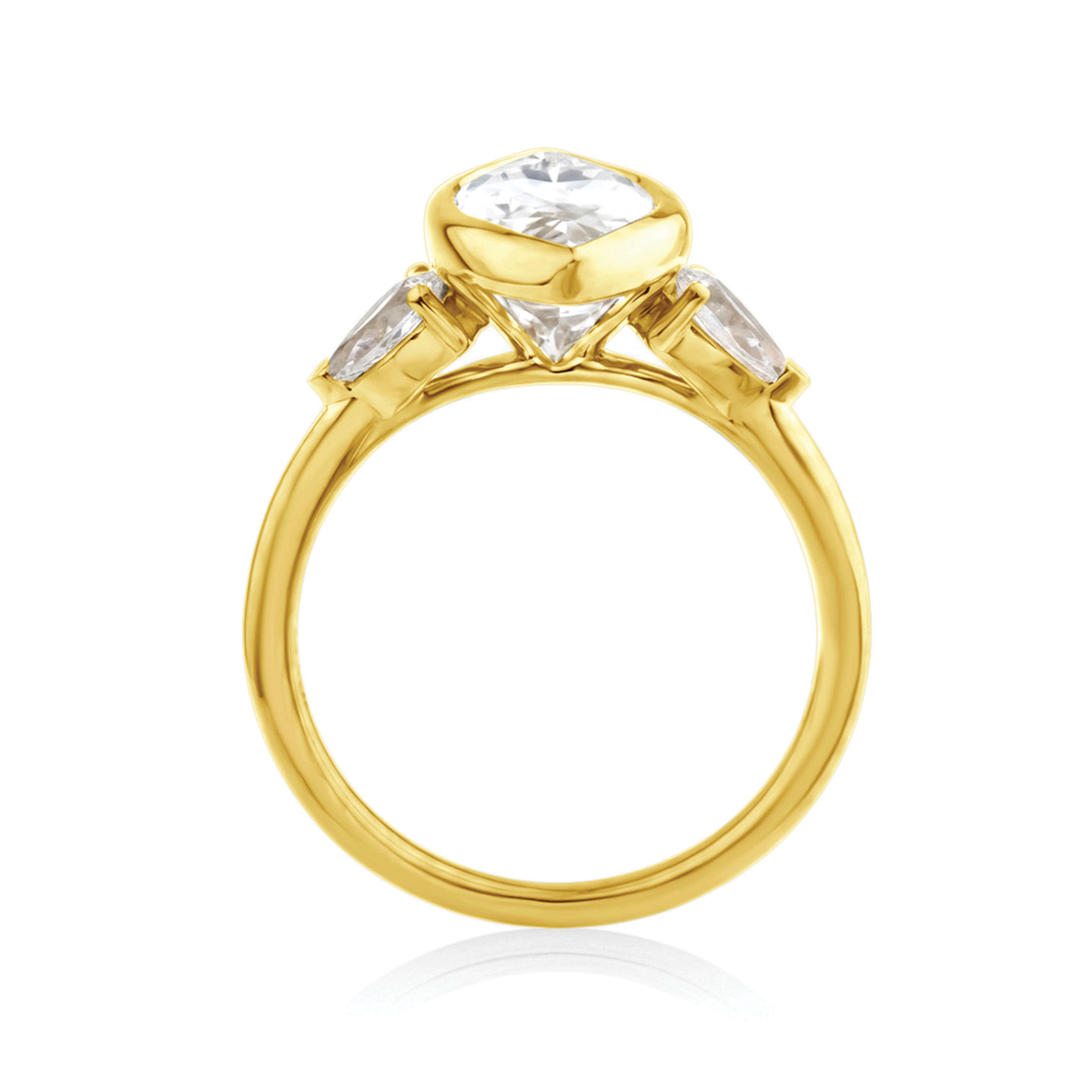 9k Yellow Gold 3.45ct Lab Grown Marquise & Pear Cut Diamond Engagement Ring - Size P