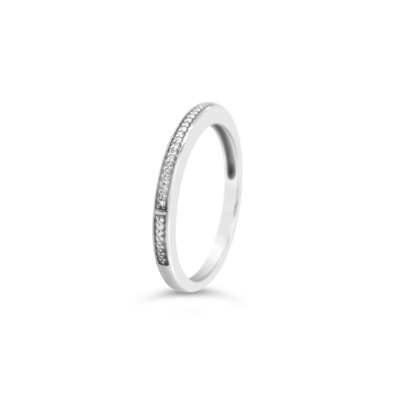 9k White Gold Diamond Stacker Band Dress Ring