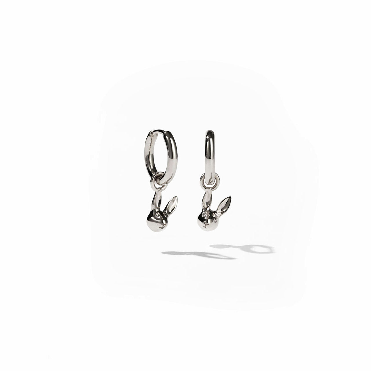 Sterling Silver Bunny Charm Huggie Earrings
