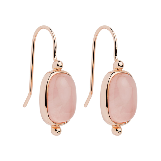 Fleur Rose Quartz Earrings - Rose Gold Plated