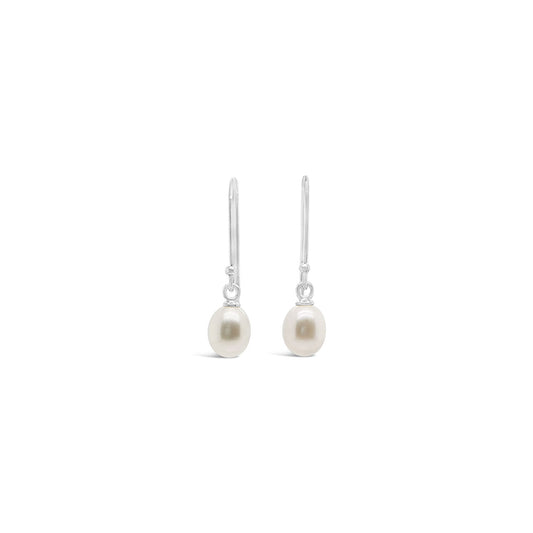 7-7.5mm White Fresh Water Drop Pearl Hook Earrings