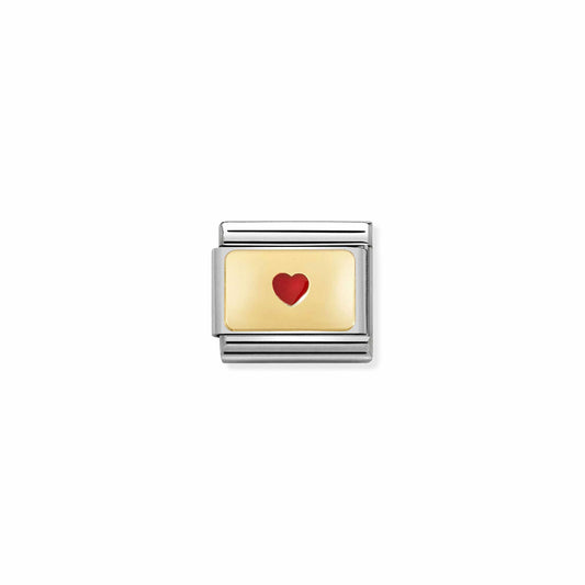 Composable Classic Link 030284/50 Small Heart In Gold & Red Enamel
