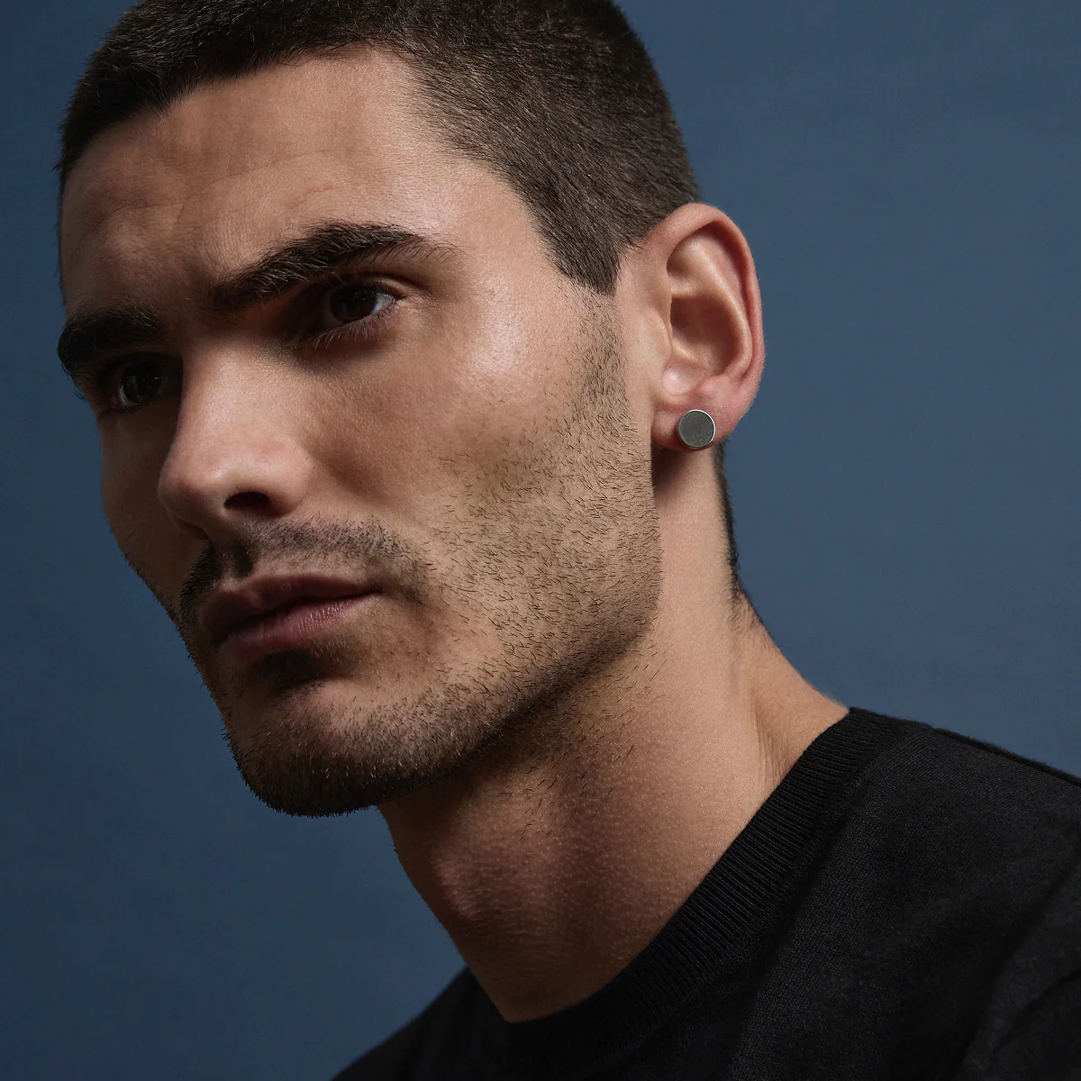 Torque Men's 8mm Reversible Carbon Fibre & Steel Earring