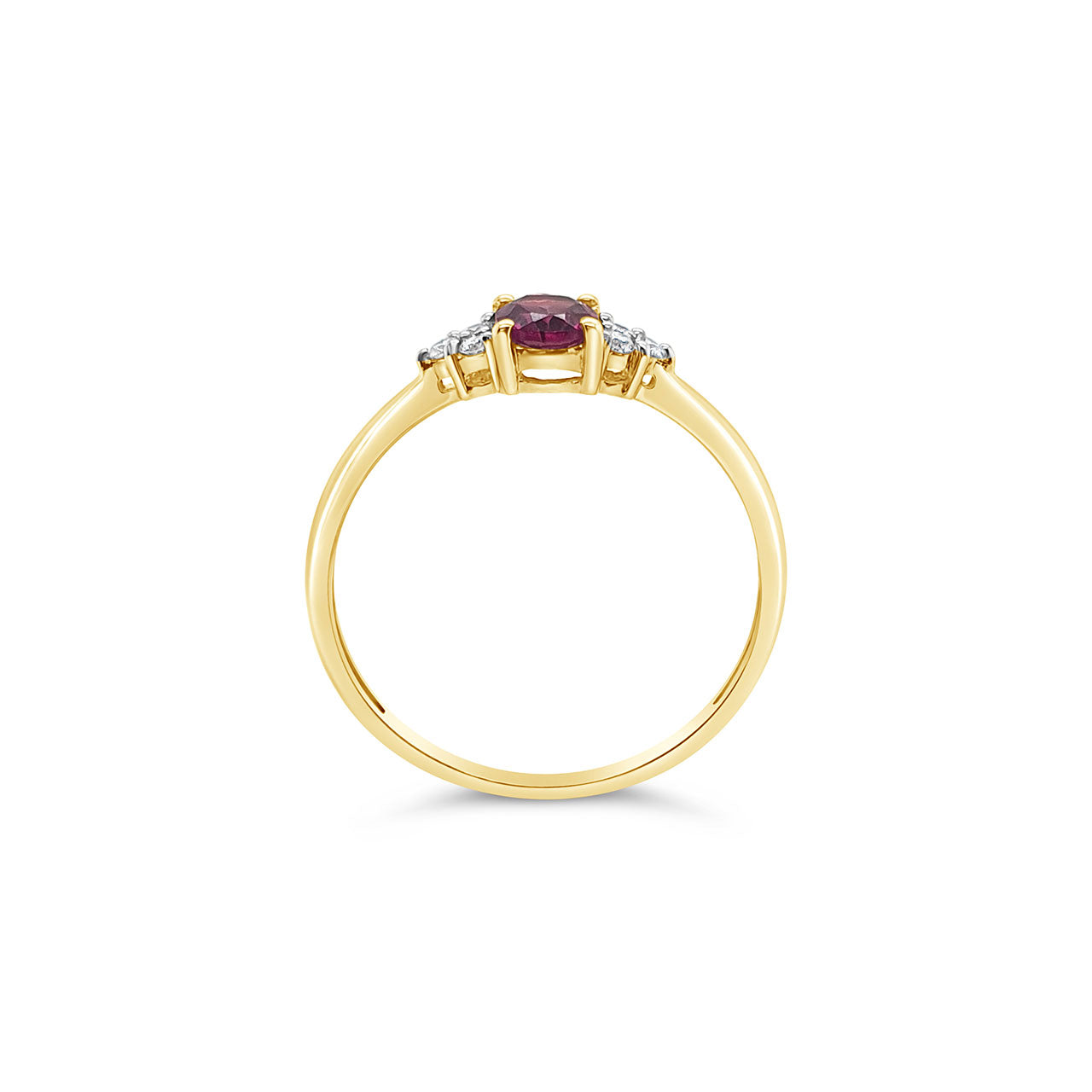 9k Yellow Gold Rhodolite Garnet & Diamond Dress Ring