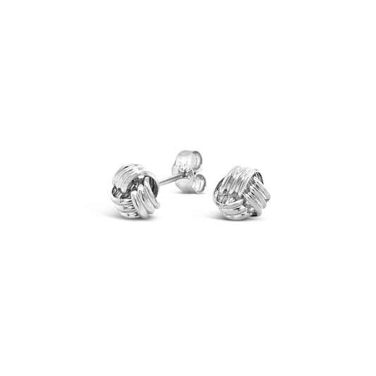 9k White Gold 3 Fold Knot Stud Earrings