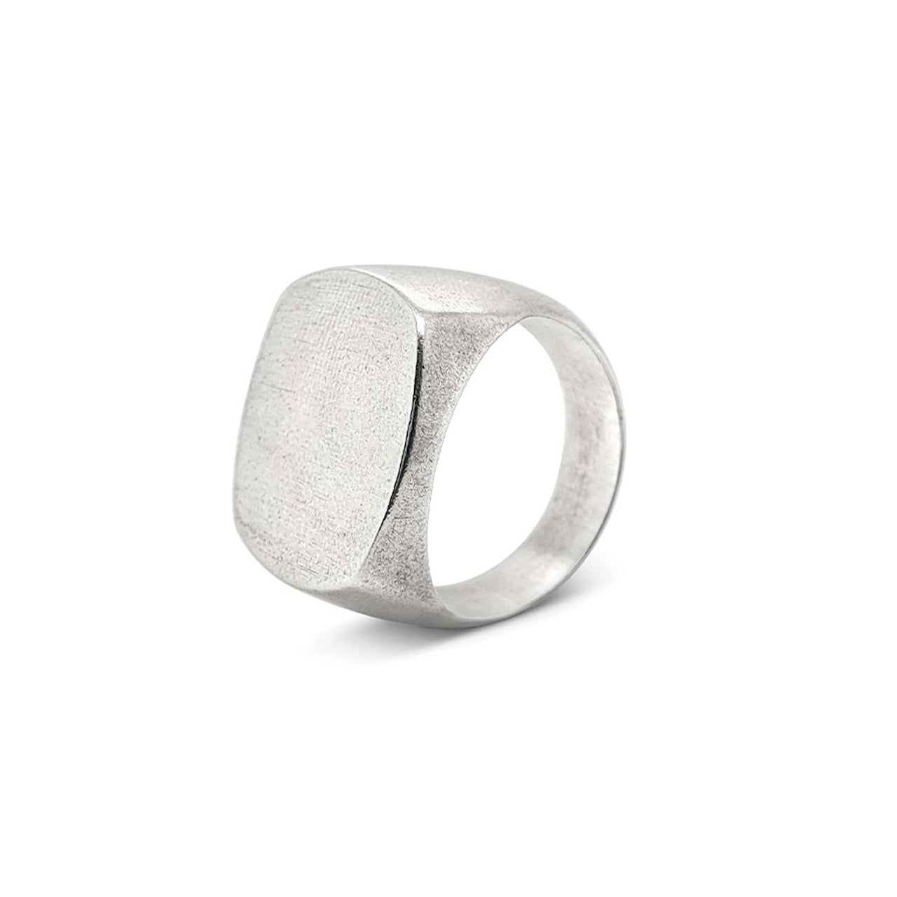 NZ Made Matte Sterling Silver Large Cushion Signet Ring