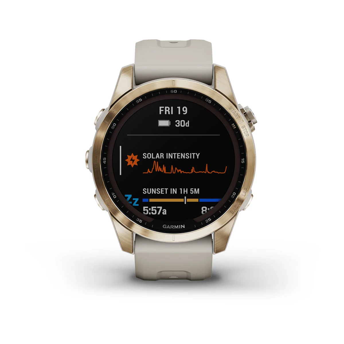 fēnix® 7S – Sapphire Solar Edition - Cream Gold Titanium with Light Sand Band - 010-02539-22