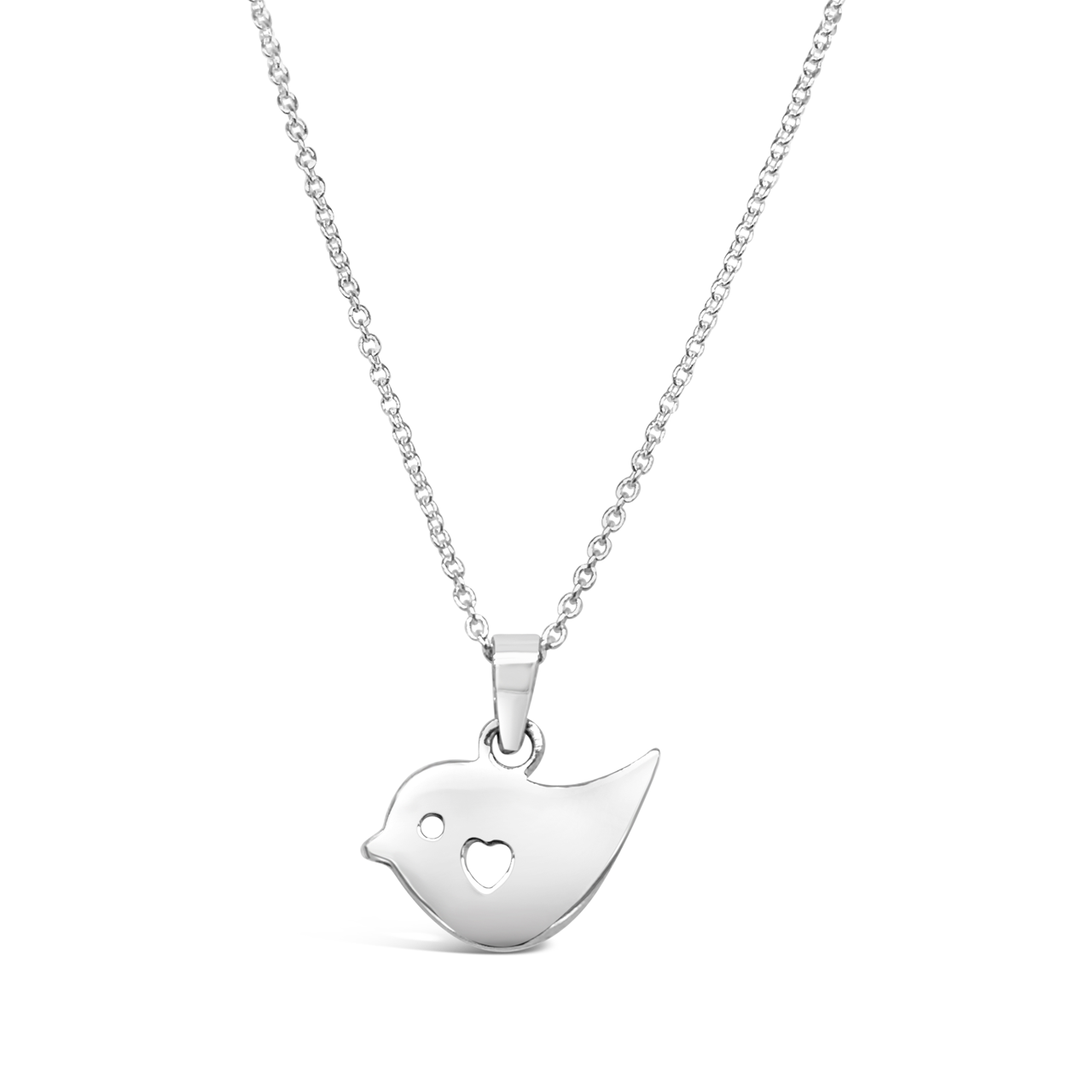 Sterling Silver Little Bird with Cut Out Heart Pendant