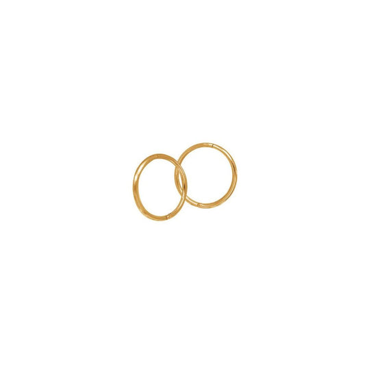 9k Yellow Gold 14mm Plain Sleeper Earrings