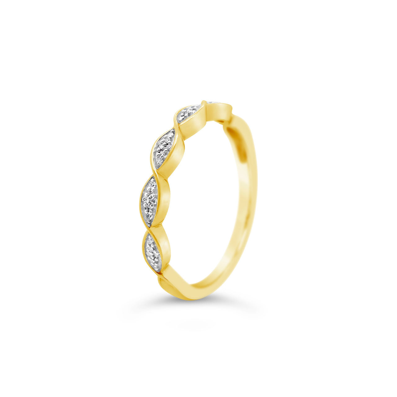 9k Yellow Gold Diamond Stacker Band Dress Ring