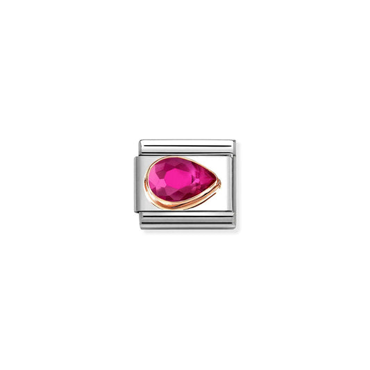 Composable Classic Link 430606/005 Tear Drop Right 9K Rose Gold & Red CZ