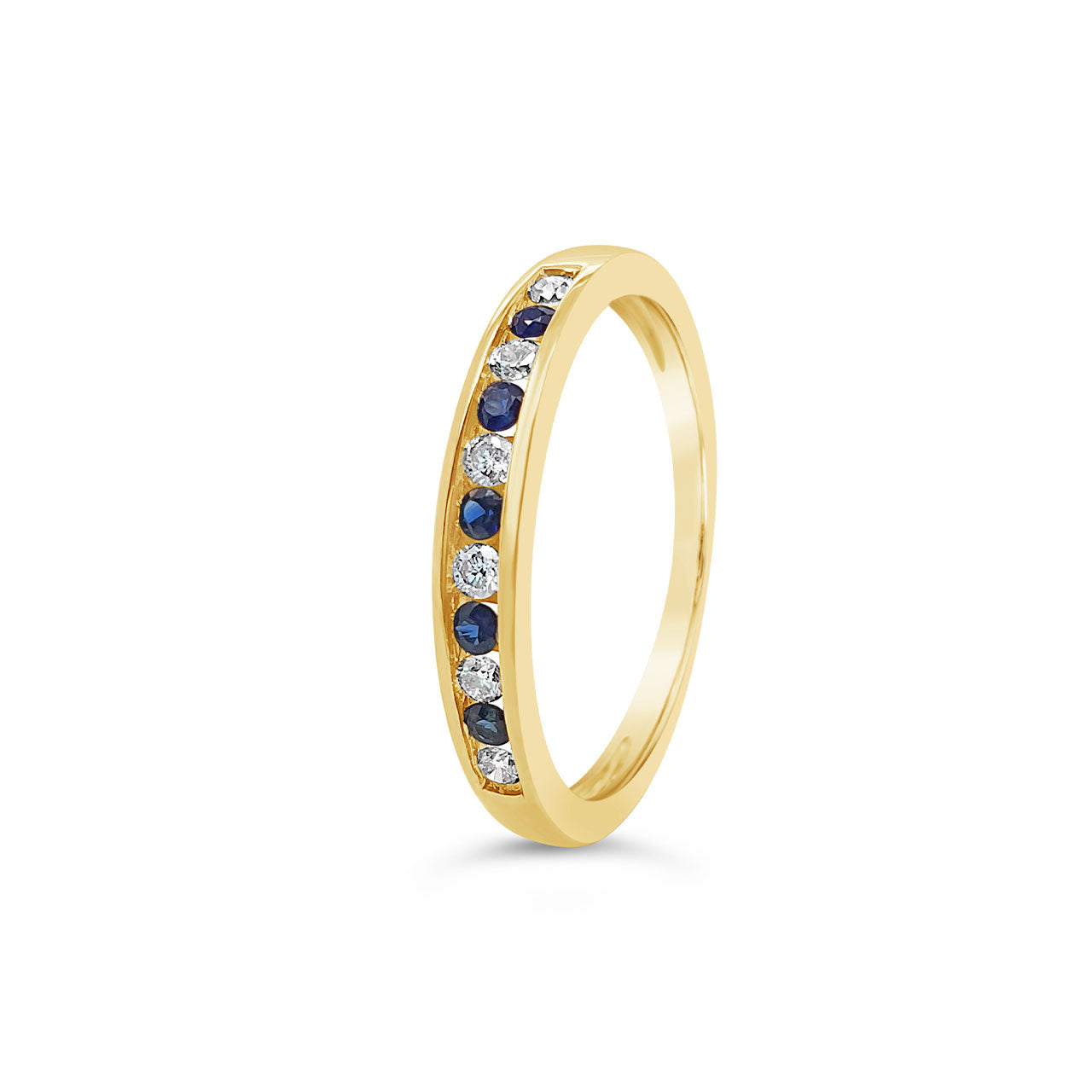 9k Yellow Gold Sapphire & Diamond Channel Set Ring