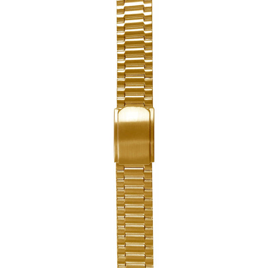 Mens 20mm Brushed Gold Plated Steel 3 Fold Clasp Watch Strap