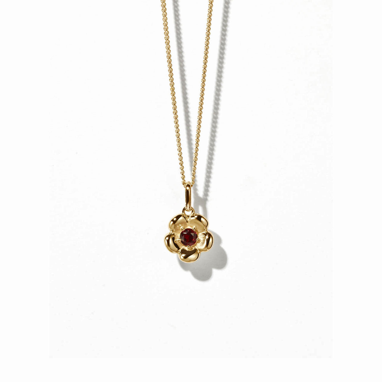 Sterling Silver Gold Plated Posie Charm Necklace - African Garnet