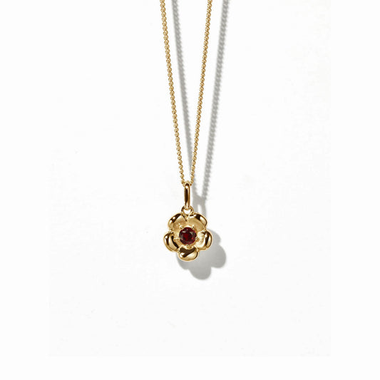 Sterling Silver Gold Plated Posie Charm Necklace - African Garnet
