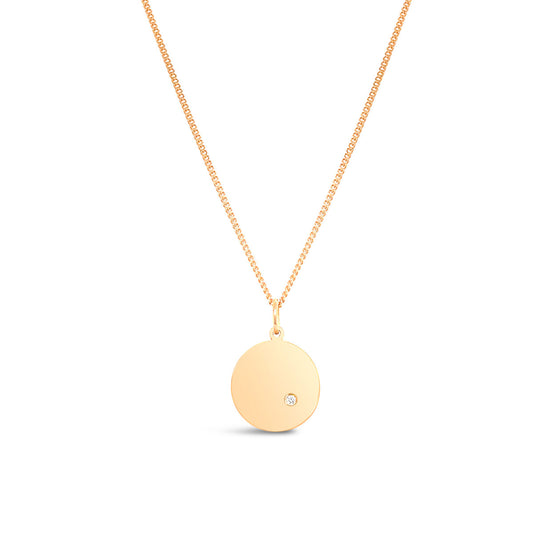 9k Yellow Gold Diamond Disc Pendant