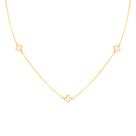 9k Yellow Gold Mother of Pearl Petal Necklace