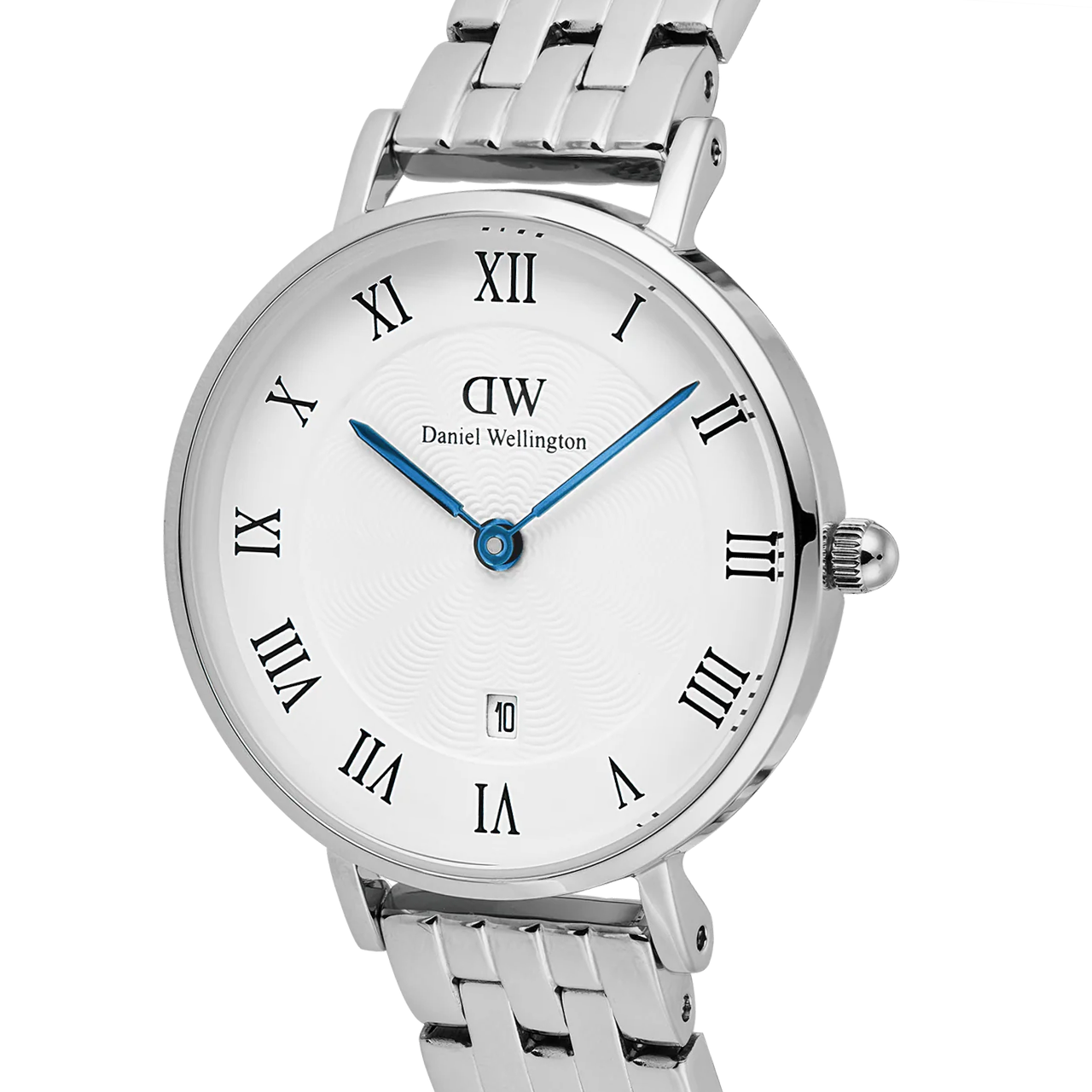 Petite 28 Roman Numeral Date 5-Link Silver Watch