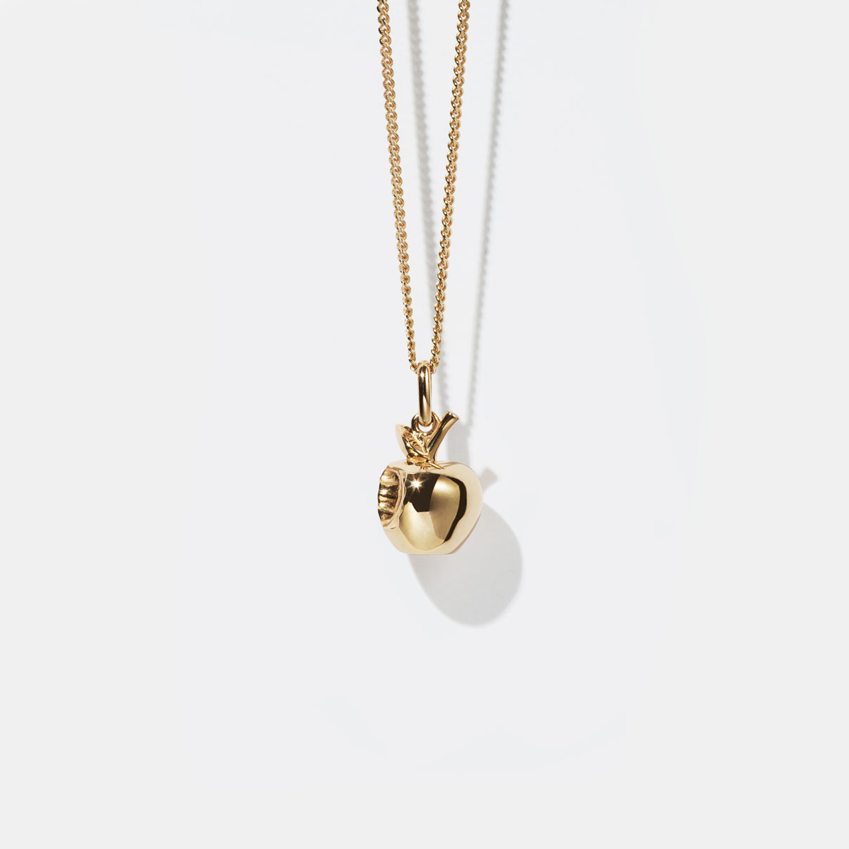 Sterling Silver Gold Plated Bitten Apple Charm Necklace
