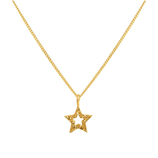Gold Plated Hammered Star Necklace